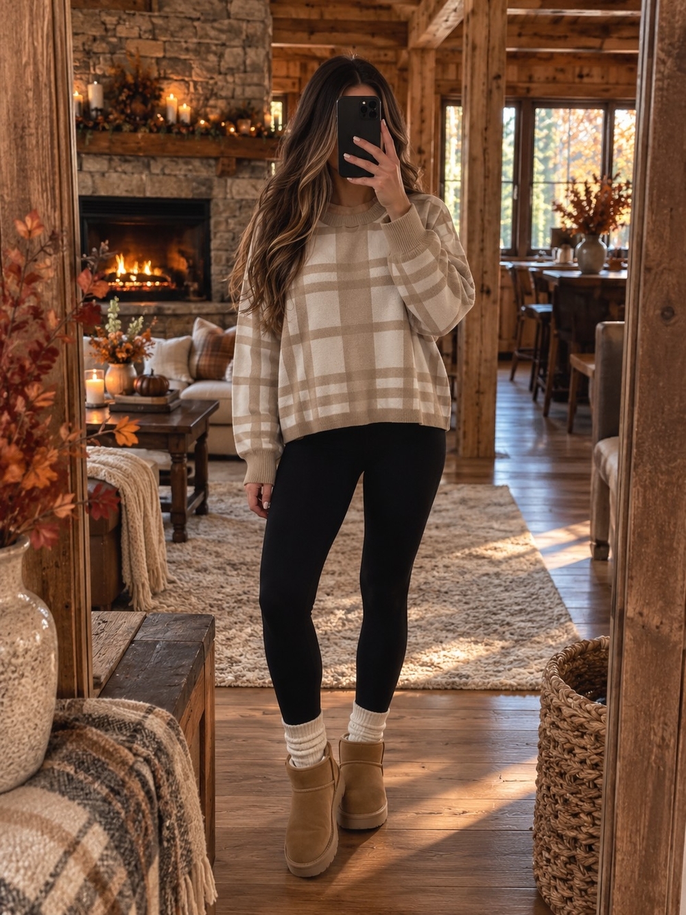 Altrd Statd Cozy Plaid Knit Sweater - Beige
